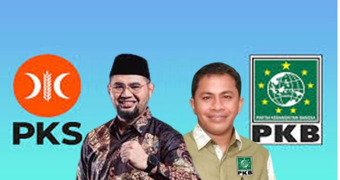 Ketua Bappilu PKS Halsel Bassam Kasuba (Bupati aktif) dan Ketua PKB Halsel Muslim Hi Rakib (Wakil Ketua Il DPRD)