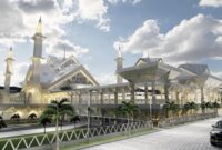 Nampak sisi kiri Masjid Agung Alkhairat Halsel jika rampung nanti (desain//Disperkim) 