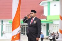 Bupati Halsel Bassam Kasuba saat jadi Irup Hari Sumpah Pemuda Ke-97 Tahun 2025. foto Sadam Hadi|segmen