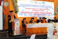 Sambutan Yudi Eka Prasetya Rektor Universitas Nurul Hasan Bacan Halmahera Selatan, Maluku Utara. Foto Sadam|Segmen