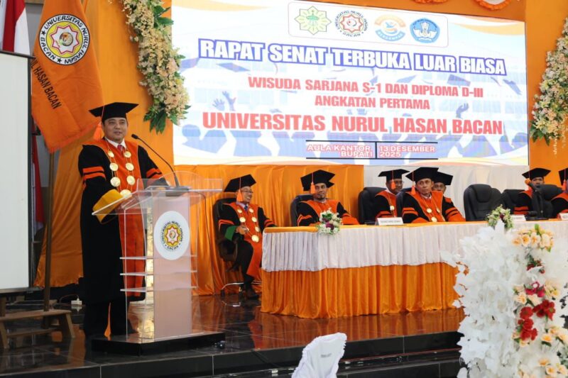 Sambutan Yudi Eka Prasetya Rektor Universitas Nurul Hasan Bacan Halmahera Selatan, Maluku Utara. Foto Sadam|Segmen