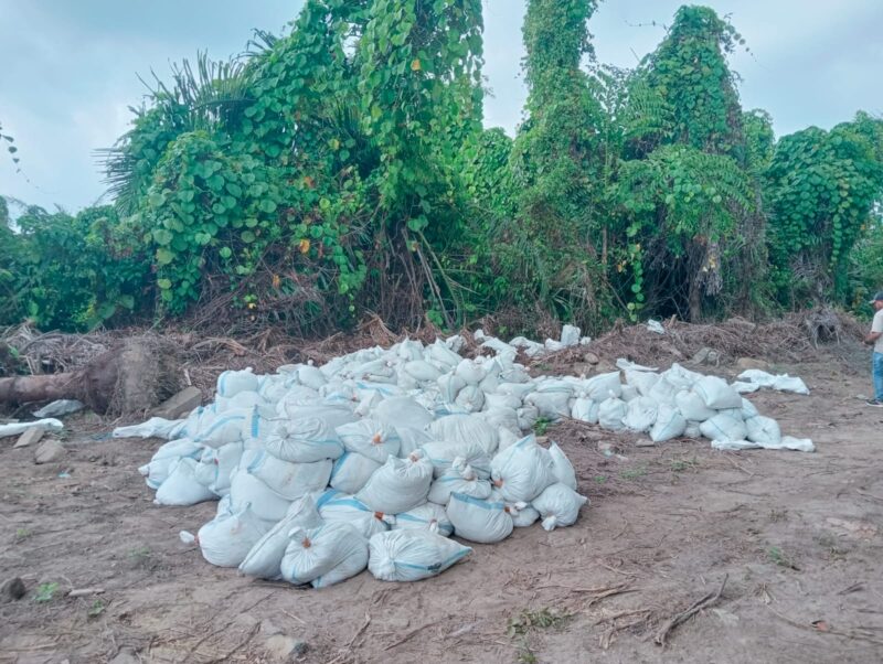 Kurang lebih 300 karung tanah Topsoil tidak dimuat ke Barebo. Foto Sadam Hadi|Segmen